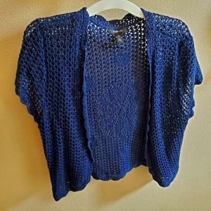 Crochet navy blue throw over tank size XL